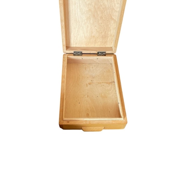 Vintage Wood Designed Box with Hinged Lid-decorative pulls-Wood Burning Decor - Picture 2 of 7